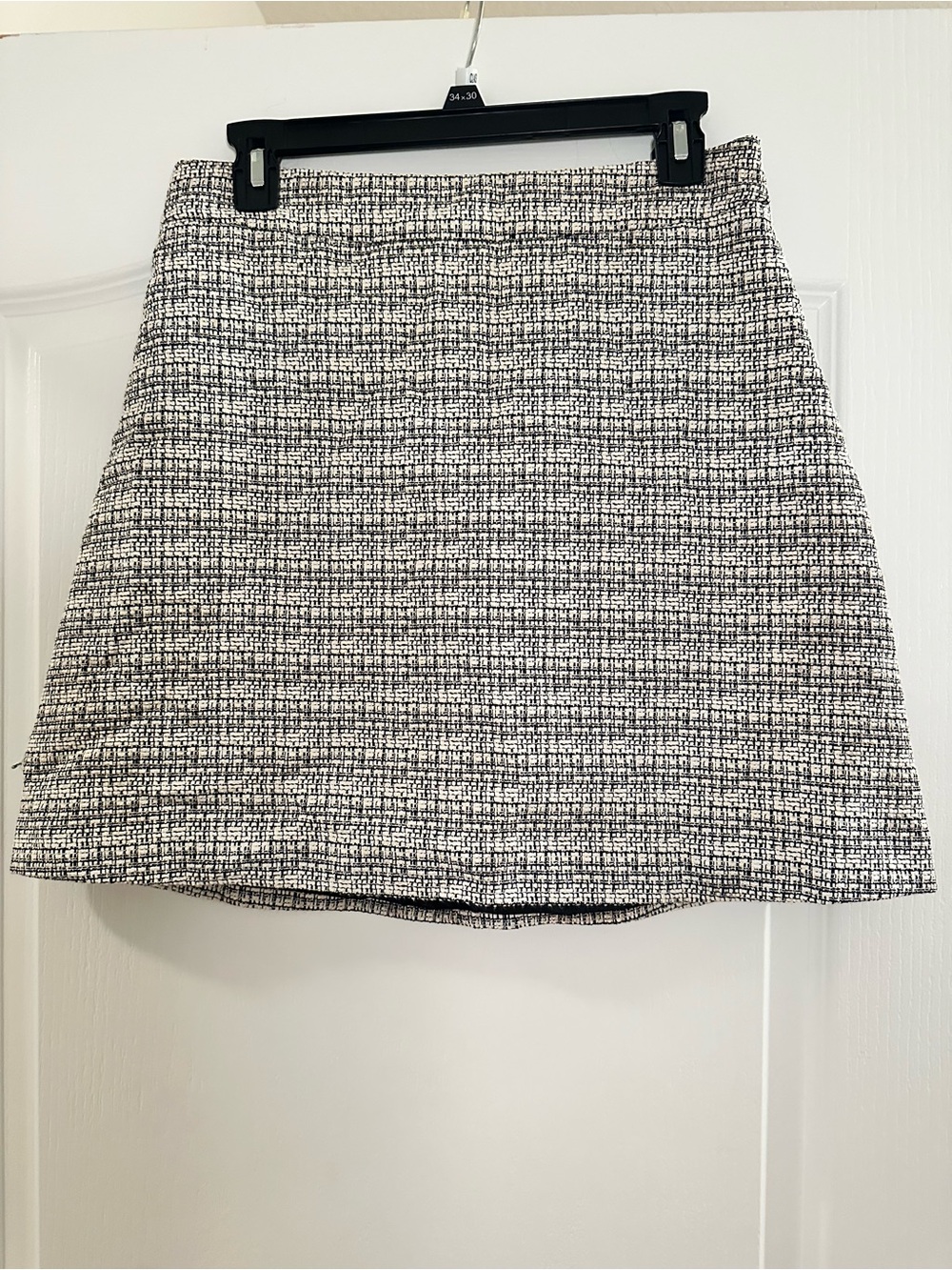 Express Black and White Tweed A-Line Mini Skirt